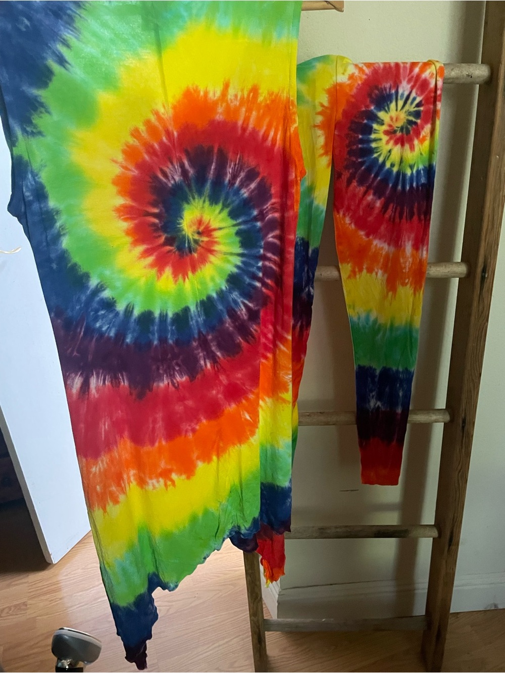 Vibrant Rainbow Tie-Dye Dress & pants Set